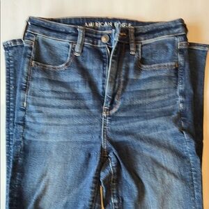 American Eagle Outfitters Blue Skinny Jeans with Distressed Look